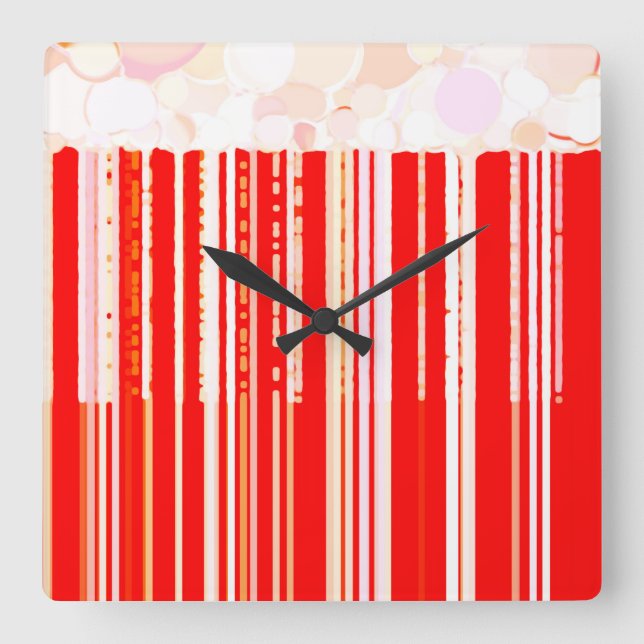 Rustic Red and White Quadratische Wanduhr (Vorderseite)