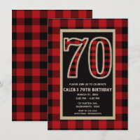 Rustic Red Black Büffel Karo 70. 70. Geburtstag