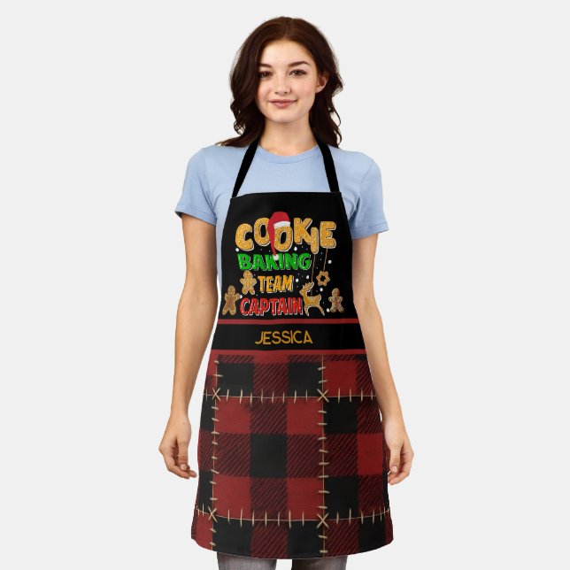 Rustic Red Buffalo Plaid Cookie Baking Team Name  Schürze (Getragen)
