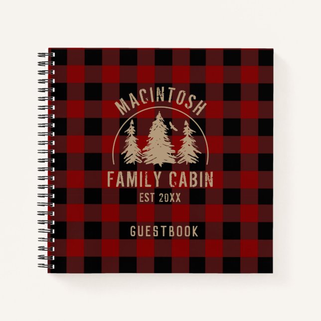 Rustic Red Buffalo Plaid Woods livre d'or (Devant)