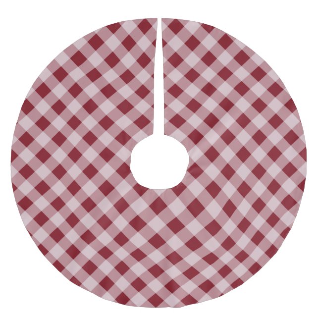 Rustic Red Gingham Country Christmas Tree Skirt Polyester Weihnachtsbaumdecke (Vorderseite)