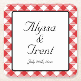 Rustic Red Gingham I DO GRILLEN Wedding Rechteckiger Pappuntersetzer