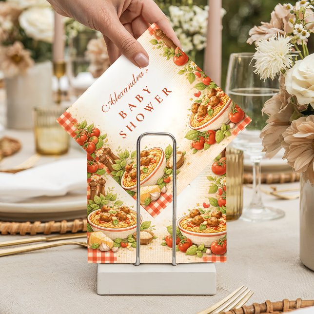 Rustic Red Gingham Little Meatball Baby Shower Serviette (Von Creator hochgeladen)