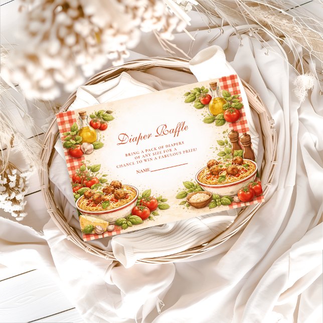 Rustic Red Gingham Little Meatball Diapper Raffle Begleitkarte (Von Creator hochgeladen)