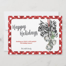 Rustic Red Gingham Noël Christmas Card Feiertagskarte