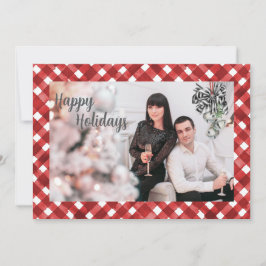 Rustic Red Gingham Noël Christmas Card Feiertagskarte