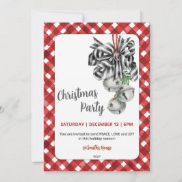 Rustic Red Gingham Noël Christmas Invitation Einladung