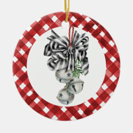 Rustic Red Gingham Noël Keramik Ornament