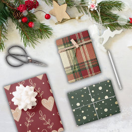 Rustic Red Green Holiday Christmas Geschenkpapier Set