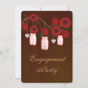 Rustic Red Mason Jars Invitation de la partie d'en