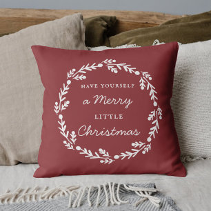 Rustic Red Merry Little Christmas Kissen