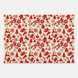 Rustic Red Muster Weihnachtswrapping Paper Geschenkpapier Set