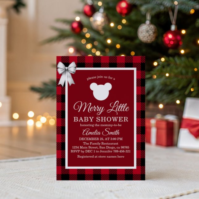 Rustic Red Plaid Merry Little Baby Shower Einladung (Von Creator hochgeladen)