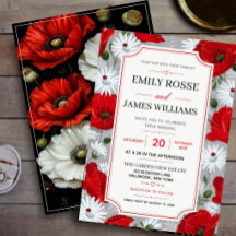 Rustic Red Poppy and Daisy Wildflower Garden