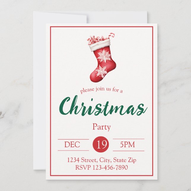 Rustic Red Stocking Invitation de vacances | Ferme (Devant)
