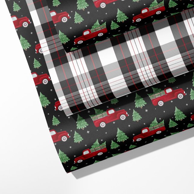 Rustic Red Truck & Plaid Christmas Geschenkpapier Set (Von Creator hochgeladen)