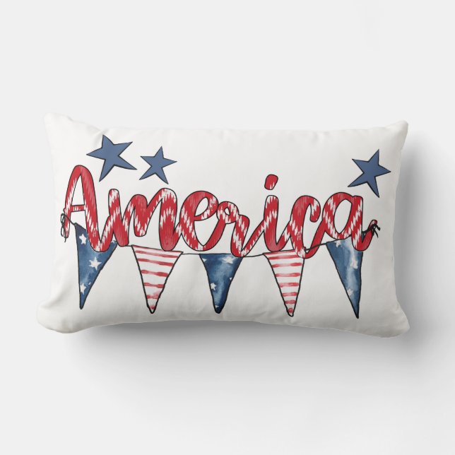 Rustic Red White Blue America 4. Juli Lendenkissen (Vorderseite)