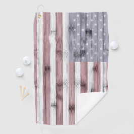 Rustic Red White Blue Wood USA Fahne Amerika Golfhandtuch