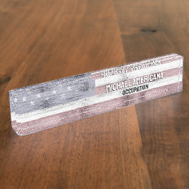 Rustic Red White Blue Wood USA Fahne Amerika Namensplakette