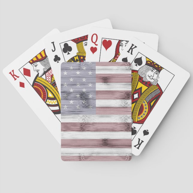 Rustic Red White Blue Wood USA Fahne Amerika Spielkarten (Rückseite)