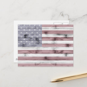 Rustic Red White Blue Wood USA Flag Postkarte