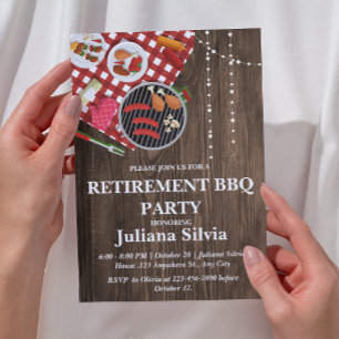 Rustic Retirement BBQ-Party  Einladung