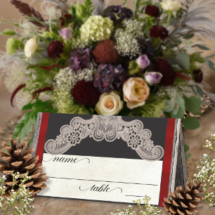Rustic Ribbon & Lace - Rot Platzkarte