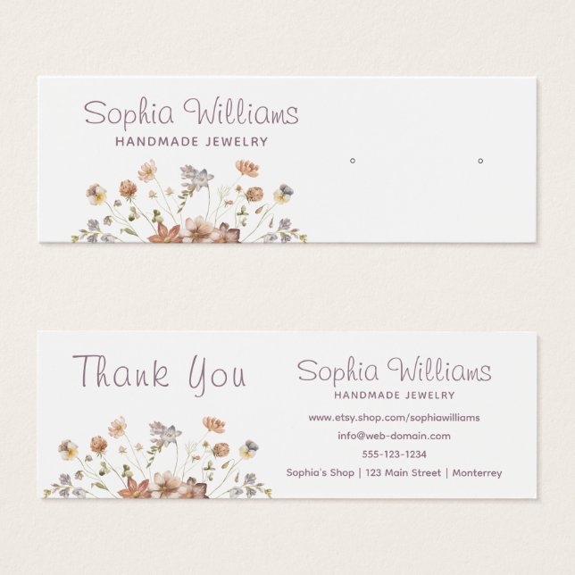 Rustic Romantic Flowers stud Earring display card (Vorne & Hinten)