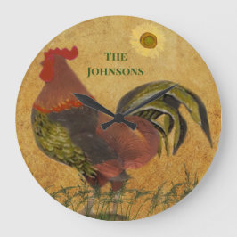 RUSTIC ROOSTER AMERICANA FAMILY NAME LARGE CLOCK GROßE WANDUHR
