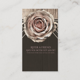 Rustic Rose Elegant Holz Diamant Empfehlen Sie ein Empfehlungskarte