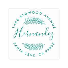 Rustic Round Wreath Stilvolle Script-Rücksendeadre Permastempel