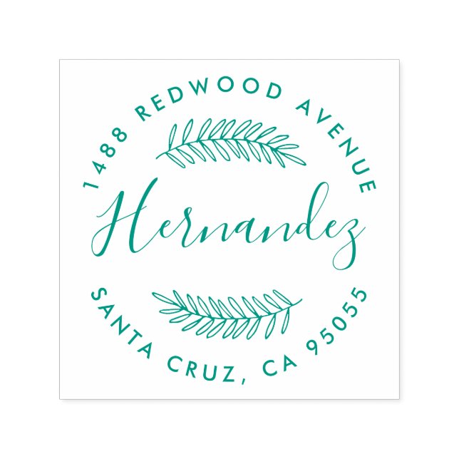 Rustic Round Wreath Stilvolle Script-Rücksendeadre Permastempel (Design)