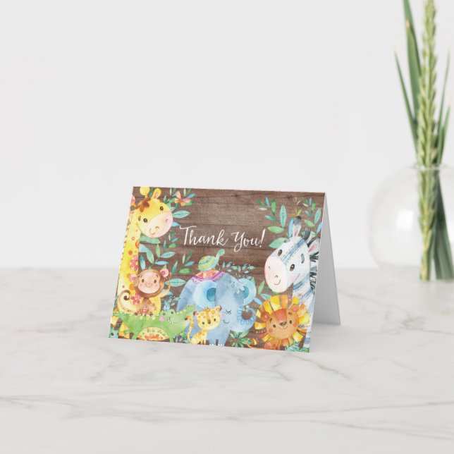 Rustic Safari Jungle Baby shower Merci Note (Devant)