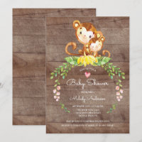 Rustic Safari Jungle Monkey Baby Dusche Einladung
