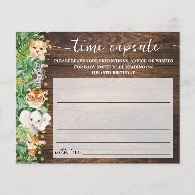 Rustic Safari Time Kapsel Baby Showcard Flyer (Vorne)
