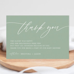 Rustic Sage Green Baby shower Merci Cartes