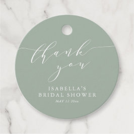 Rustic Sage Green Botanical Script Bridal Shower Geschenkanhänger