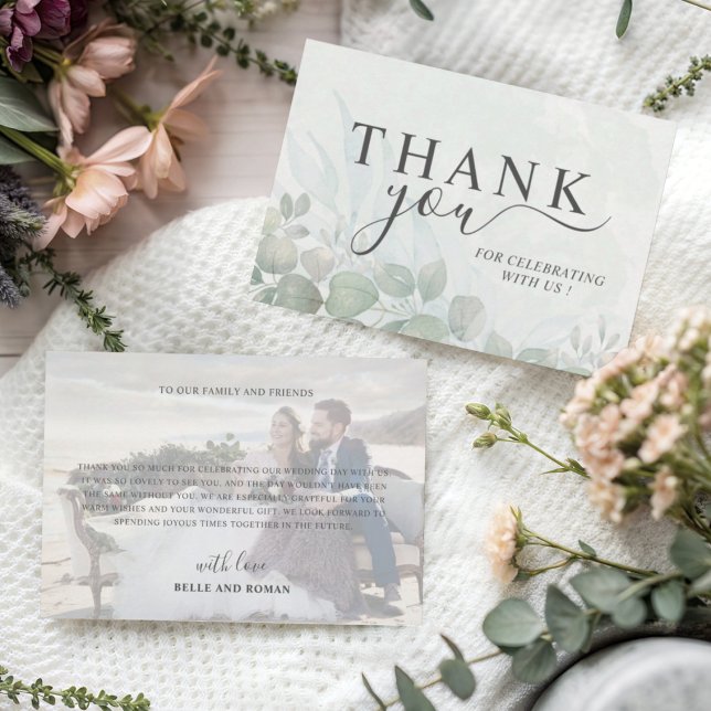 Rustic Sage Green Thank You Eucalyptus Wedding  Dankeskarte (Von Creator hochgeladen)