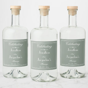 Rustic Sage Green Wedding Names Script Cool Einfac Alkoholflaschenetikett