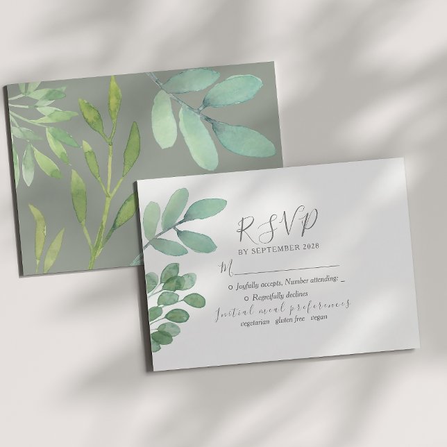 Rustic Sage Green Wedding RSVP Card (Von Creator hochgeladen)