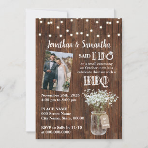 Rustic Said I do barbeque nach der Hochzeit Party Einladung