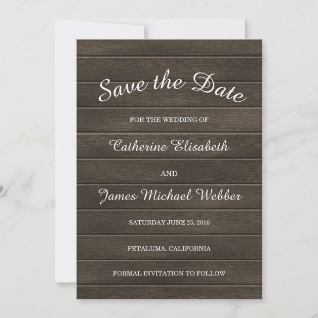 Rustic Save the Date Invitation, Arrière - plan de (Devant)