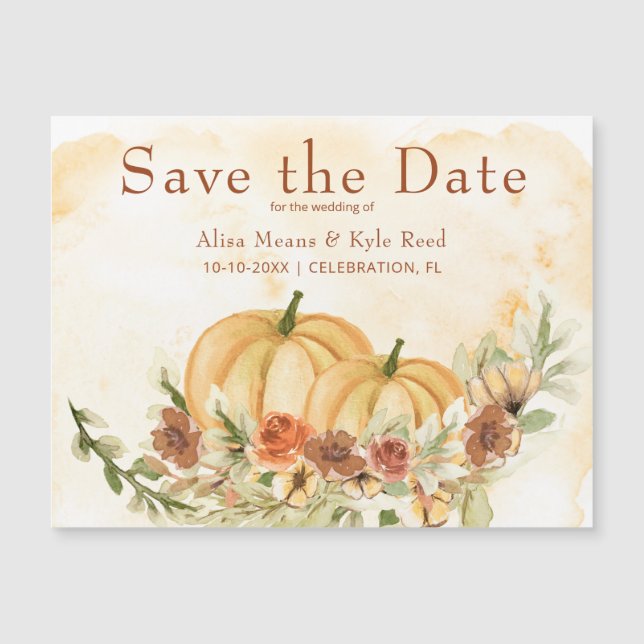 Rustic Save the Date Pumpkin Wedding Magnet (Vorderseite)