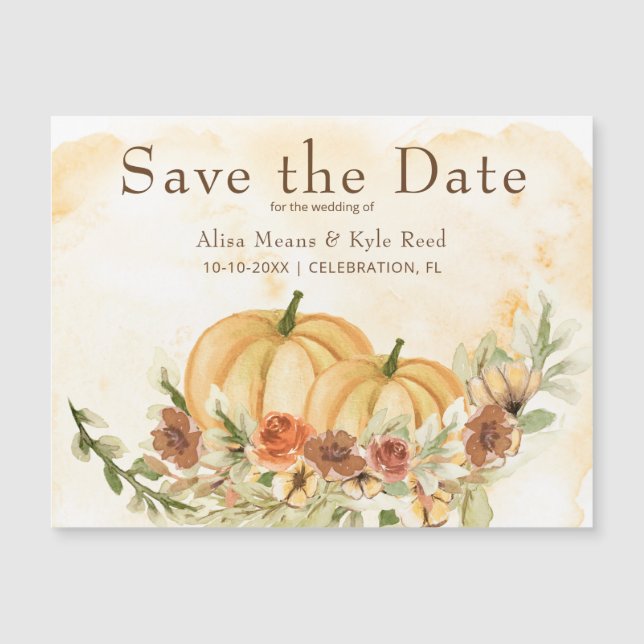 Rustic Save the Date Pumpkin Wedding Magnet (Vorderseite)