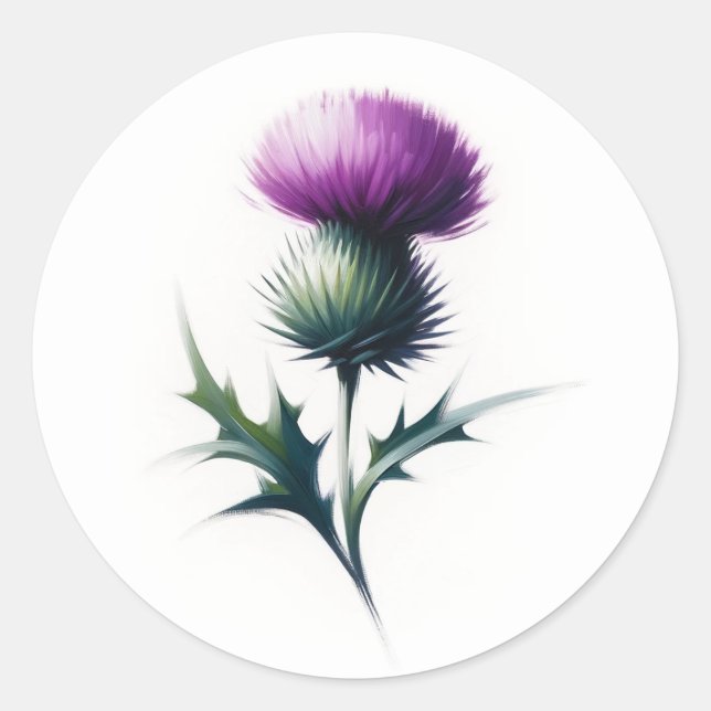 Rustic Scottish Thistle Round Stickers (Vorderseite)