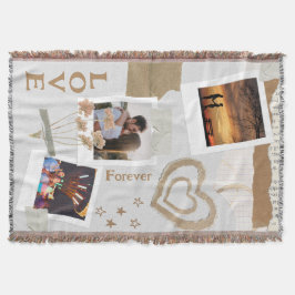 Rustic Scrapbook Romance with Hearts and Flowers Decke