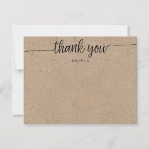 Rustic Script Kraft Vielen Dank flache Note Card Einladung