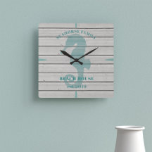 Rustic Seahorse Family Beach House Wall Clock