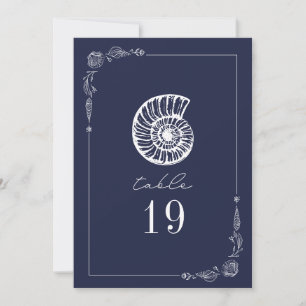 Rustic Seasnail Mariage bleu foncé Numéro de table