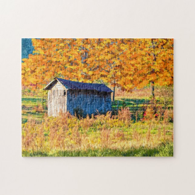 Rustic Shed - Automne Foliage Puzzle (Horizontal)